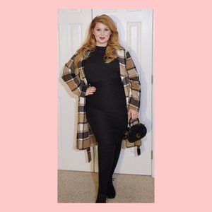 Black, Tan & Ivory Plaid Coat